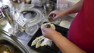 幸運な病のレシピ（ 1382 ）朝 ：ししゃも焼、ししゃもかき揚げ、砂肝唐揚げ、餃子、味噌汁、後に細うどん