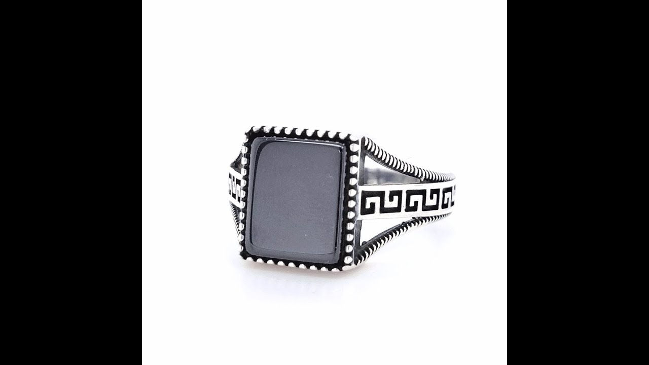 ASHA Jewelry - Sterling Silver Square Black Onyx Ring
