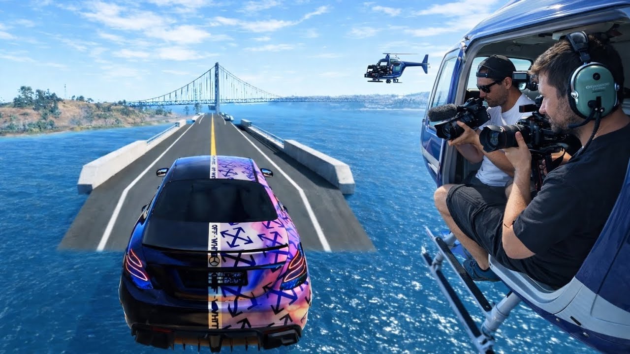 jump into the reasonable bridge ⛔️❗️🧨😱 BeamNg Test Car Crash #beamngdrive #carcrash 