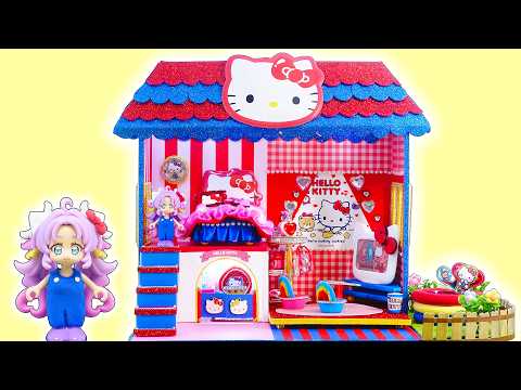 サンリオ⭐️キティちゃんのDIYドールハウス❤️プリキュアが100円ショップの材料でハローキティのお部屋と小物を手作り工作🍭キュアアンサーとキュアミスティック✨