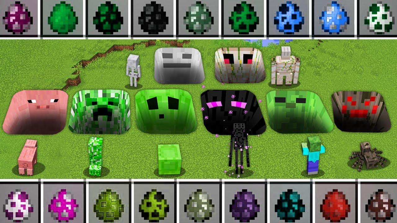 SUMMON FROM EGGS MOBS SECRET TUNNELS SKELETON ZOMBIE ENDERMAN CREEPER HOW TO PLAY MINECRAFT Battle