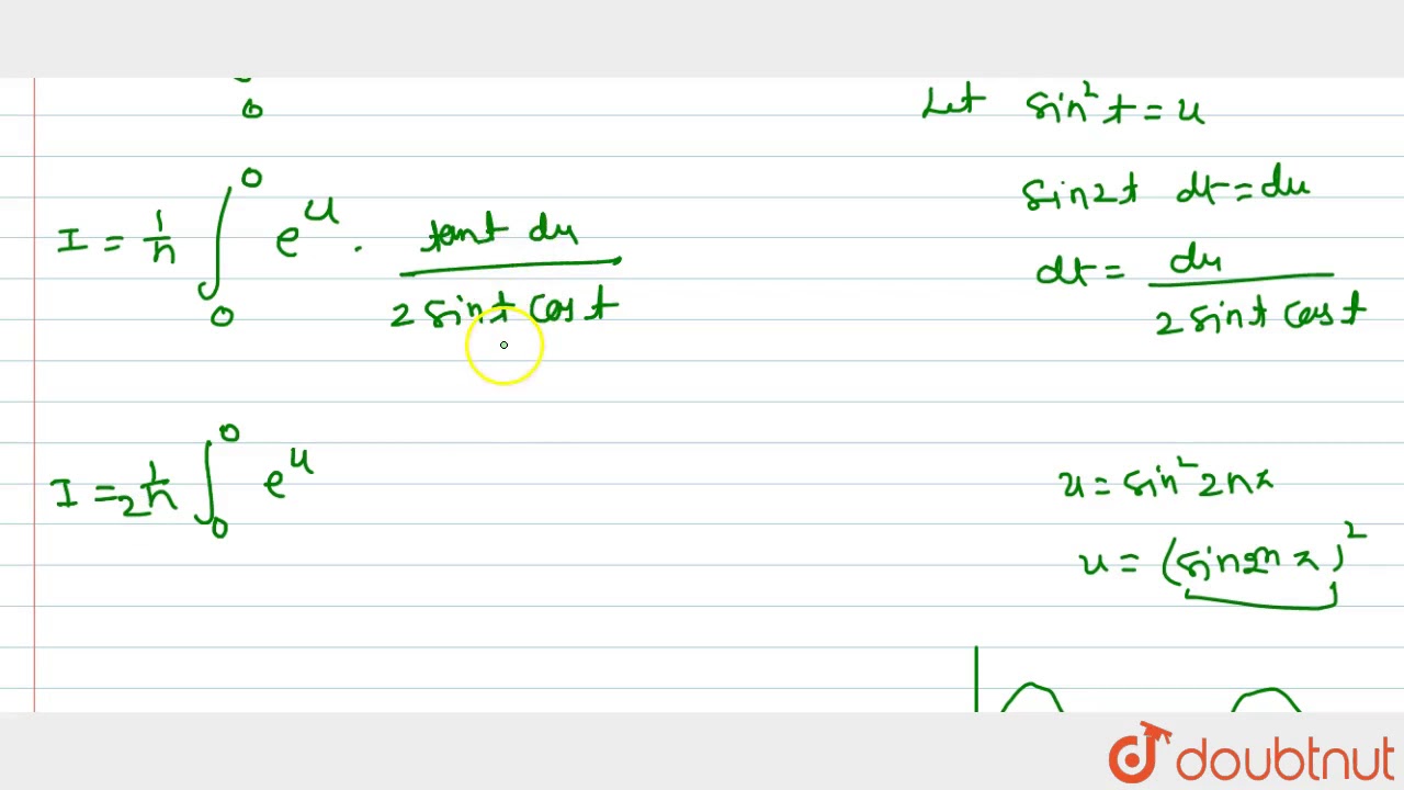 `int_0^(2pi) e^(sin^2nx) tannxdx=` (A) `1` (B) `pi` (C) `2pi` (D) `0 ...