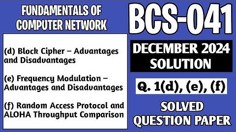 P2- 1(d), (e), (f) | BCS041 Dec 24 Solution | BCS41 Solved Question | BCS 041 Important Questions