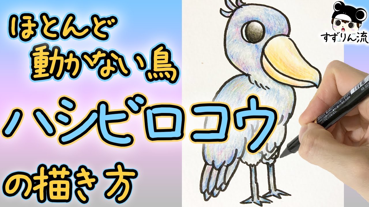 鳥のイラスト ほとんど動かないトリ ハシビロコウの描き方 Youtube