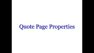 Quote Page Properties