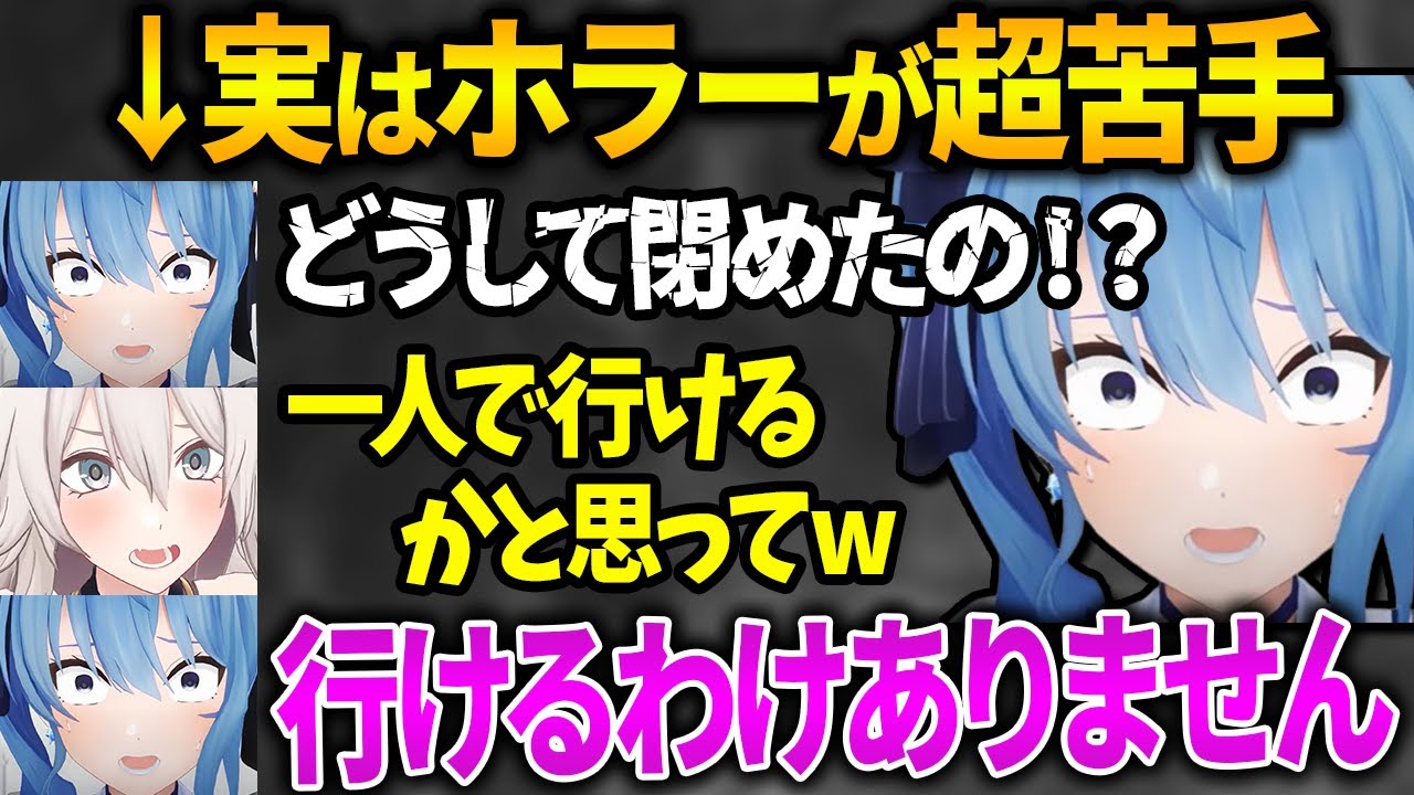 ホラー苦手すぎてビビりまくるすいちゃんが可愛い【星街すいせい／白上フブキ／獅白ぼたん／博衣こより／切り抜き／ホロライブ】