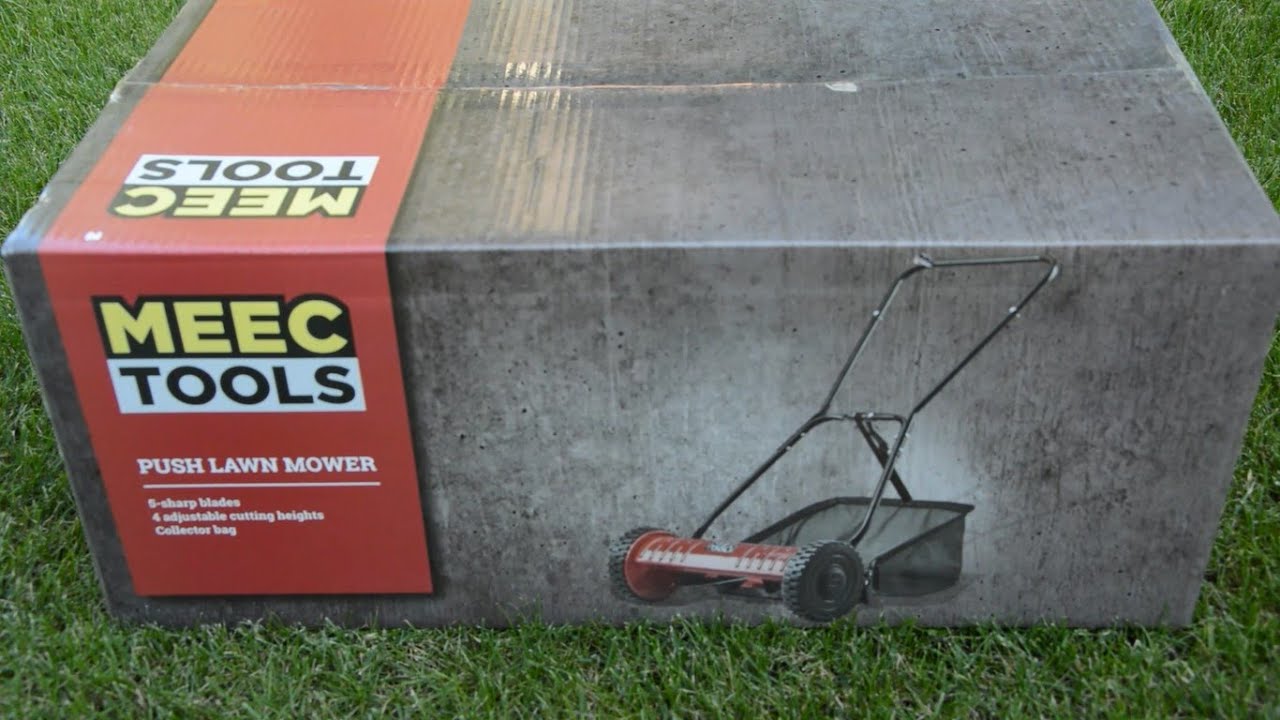Push lawn mower: unboxing, assembling and test. Meec Tools from Jula store.