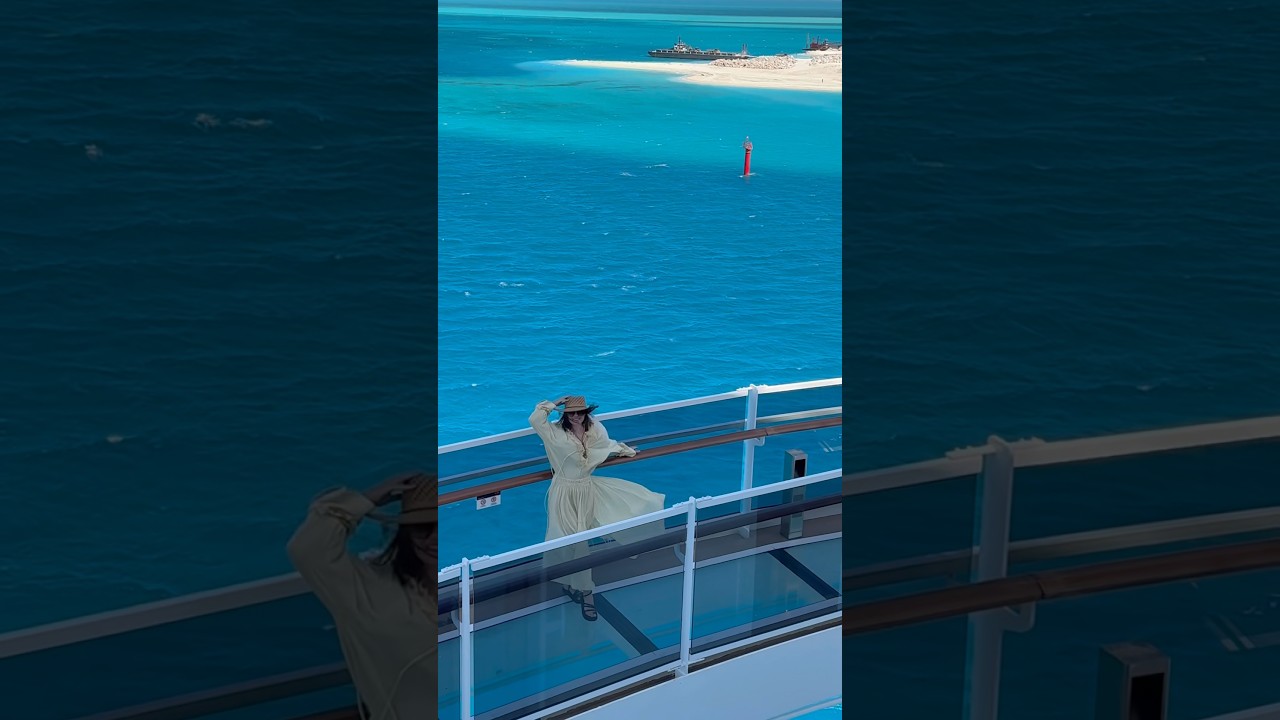 🌊 Walking on glass above the crystal-clear waters of the Bahamas. 💙✨ #cruise #travel