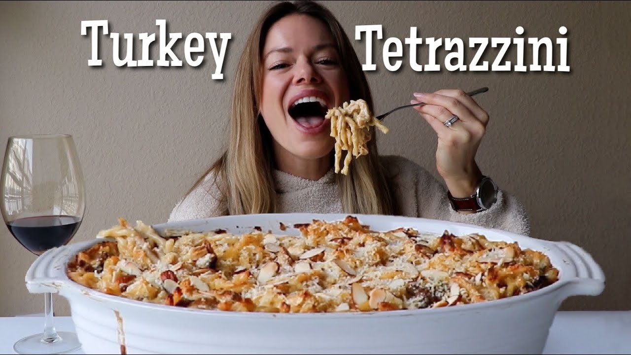Turkey Tetrazzini Madeira MUKBANG + Recipe! | Turkey Noodle Casserole