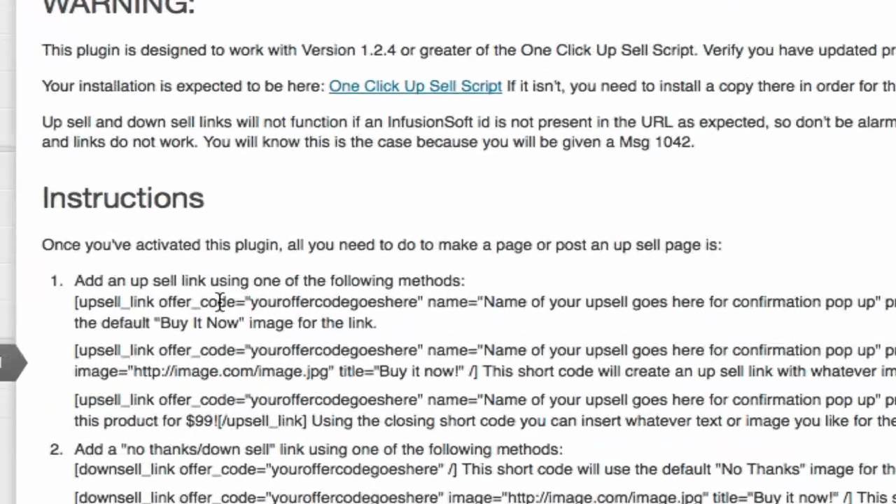 One Click Up Sell for InfusionSoft Wordpress Plugin