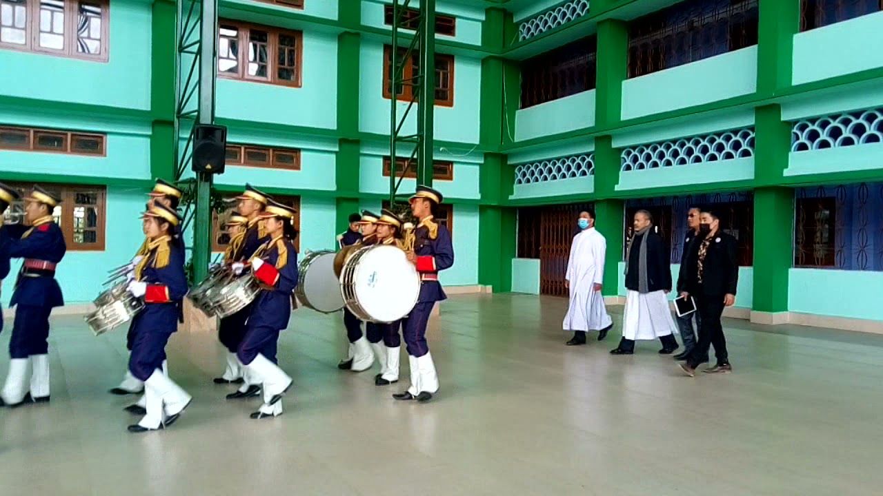The chief guest is Escorted by NSS Band of DBC Maram.🥁🎷🎺.