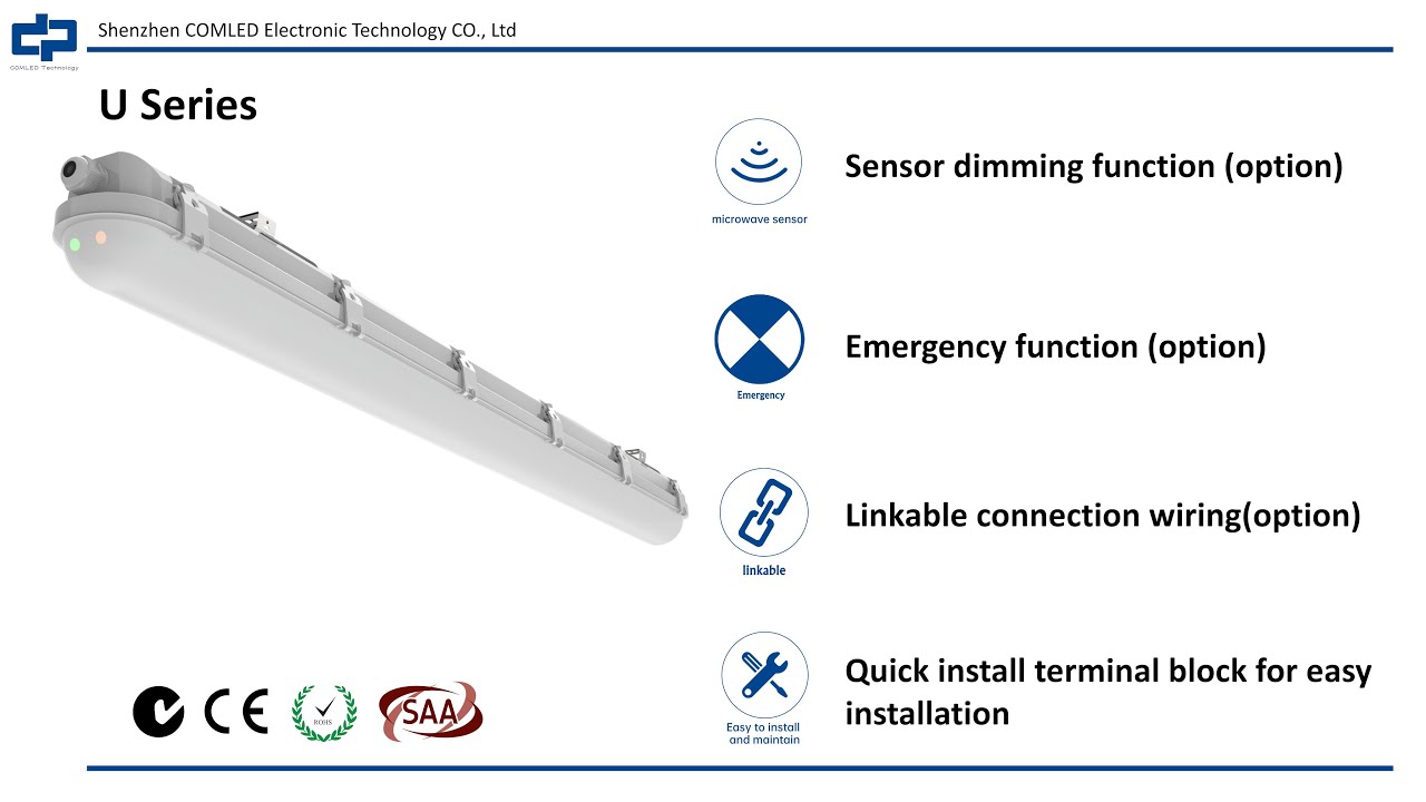 Dim Light Sensor LED Compact sensor dimming Batten light - U Series - YouTube