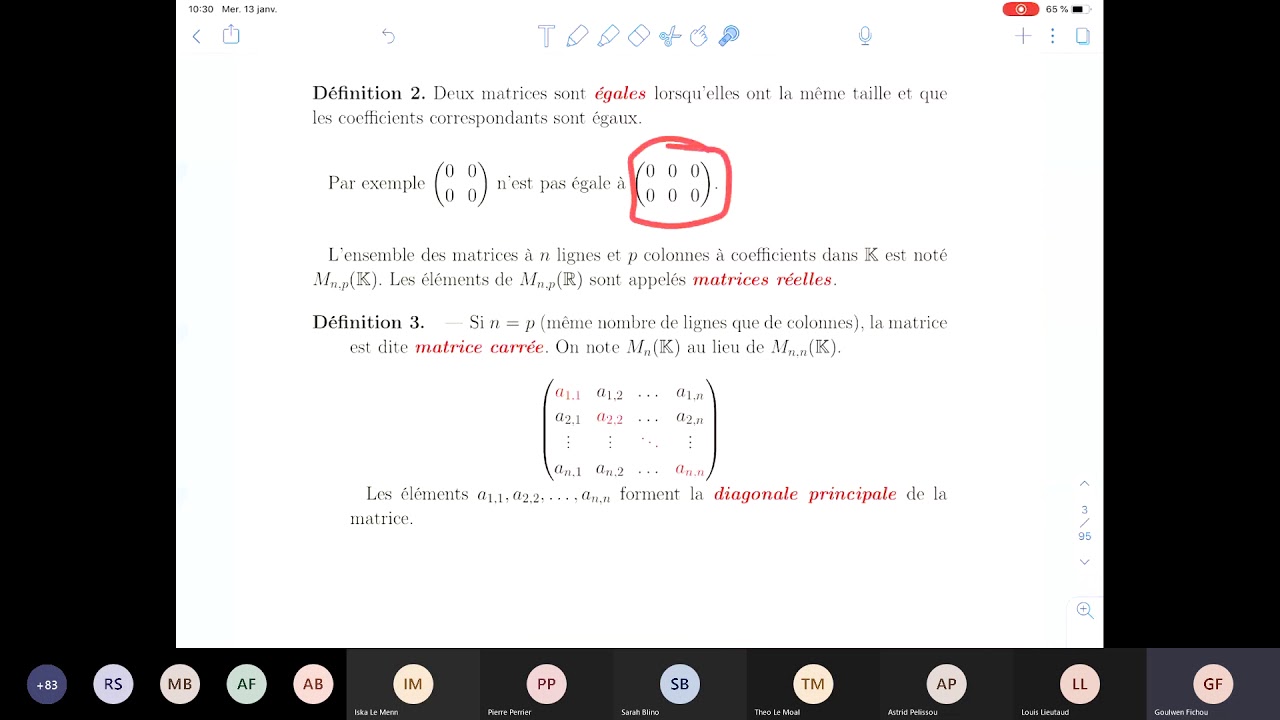Les matrices - Cours de Goulwen Fichou