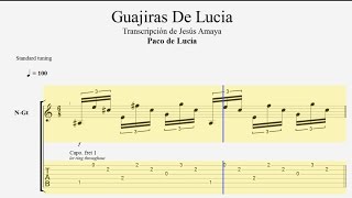 Guajiras de Lucía - Paco de Lucía Tablatura por Jesús Amaya... chords