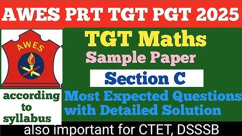 AWES TGT Maths PYQs | Maths for AWES TGT 2025 | AWES TGT Maths Expected Questions | Army TGT Maths