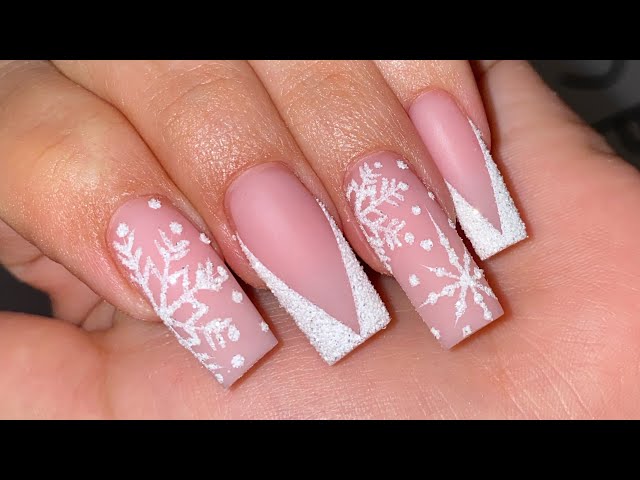 Short Square Red Christmas Inspired Acrylic Nail Art Design Tutorial 🎄  Watch me Work - YouTube