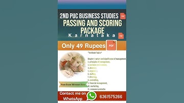 2nd PUC Business studies passing and scoring Package 2025 #educationalvideo