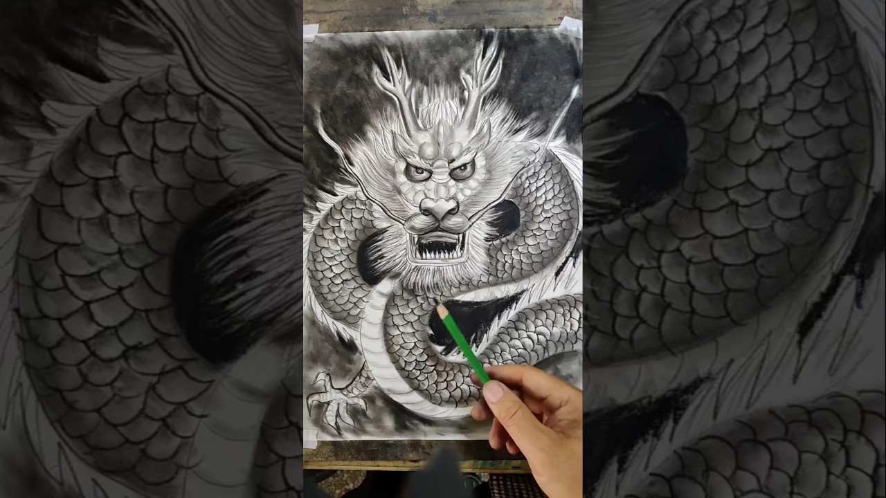 Power of the Dragon! Charcoal Art with Intense Details 🔥🎨 #DragonSketch #CharcoalArt