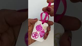 Hand-Painted Pink Christmas Ornament Gift Tags | Mixed Media Holiday Craft #winterholidays