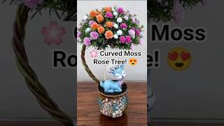 🌸 Amazing Curved Moss Rose Tree | Beautiful DIY Flower Bonsai Idea 😍 #shorts