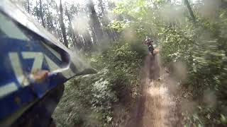 Vintage forest dirt bike ride.