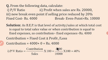 Marginal Costing (Numerical Problems-1)