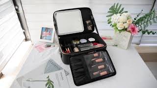 Relavel Black Medium Makeup Case With Light Up Mirror