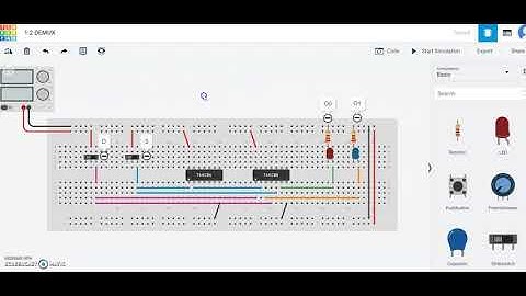 1:2 DEMUX circuit using tinkercad || simulation
