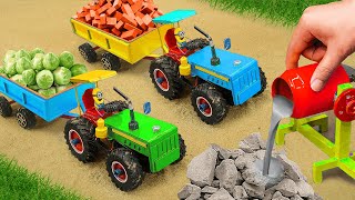 Diy tractor mini Bulldozer to making concrete road | Construction Vehicles, Road Roller #262