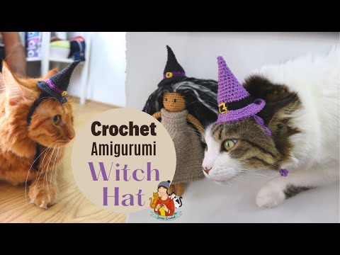 Crochet Witch Amigurumi Hat For Your Pets / Halloween Cats & Dogs