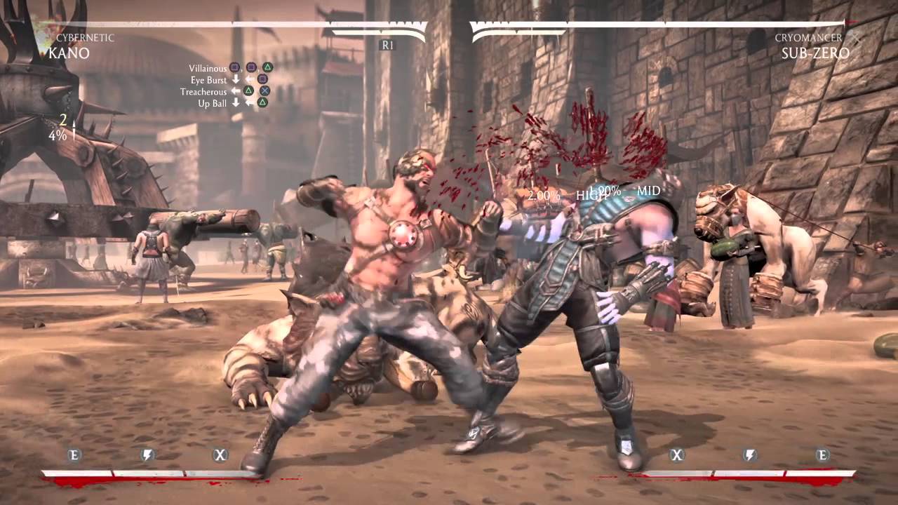 Mortal Kombat X Kano Cybernetic BnB Combo 27% NO meter midscreen EASY to do