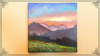 Information Acrylic painting for beginners | How to paint Mountain landscape | Art challenge # 60 Guide