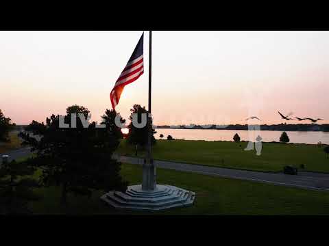 Detroit Belle Isle |  Flag at Half Mast Rising