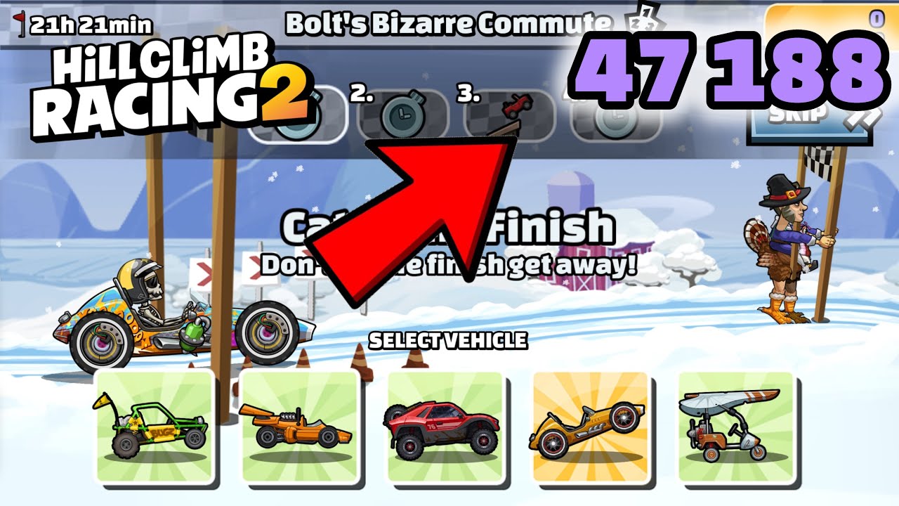 47 188 (48 392) в игре Bolt's Bizarre Commute — Hill Climb Racing 2