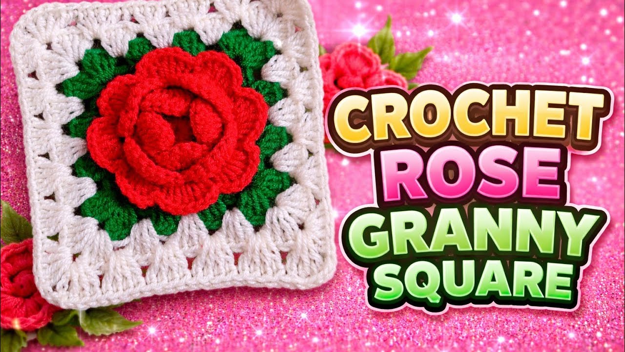 How to Crochet a Rose Granny Square | Step by Step tutorial🌹 | Crochet Rose Cardigan 