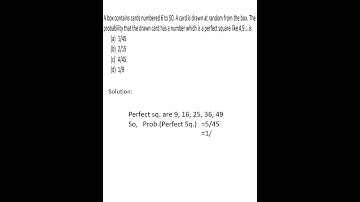 Box contain cards numbered 6-50. card drawn random from box. Prob. drawn card is perfect sq #shorts