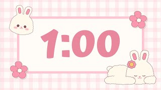 🐰 1 Minute Cute Bunny Timer for Kids | No Music | Soft End Beep 🐰