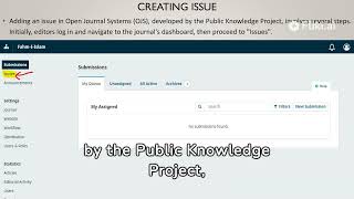 Creating Issue in Open Journal System OJS