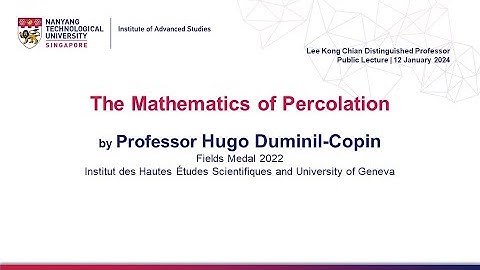 “The Mathematics of Percolation” by Prof Hugo Duminil-Copin (Fields Medallist) | 12 Jan 2024