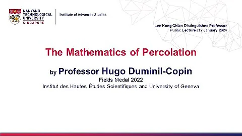 “The Mathematics of Percolation” by Prof Hugo Duminil-Copin (Fields Medallist) | 12 Jan 2024