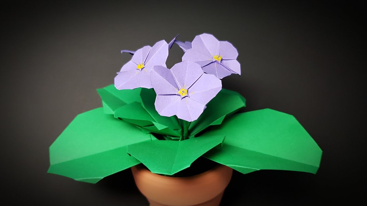 아프리칸 바이올렛 접기 - Paper african violet - 꽃접기 ( flower )- paper folding - 종이접기 折纸 origami