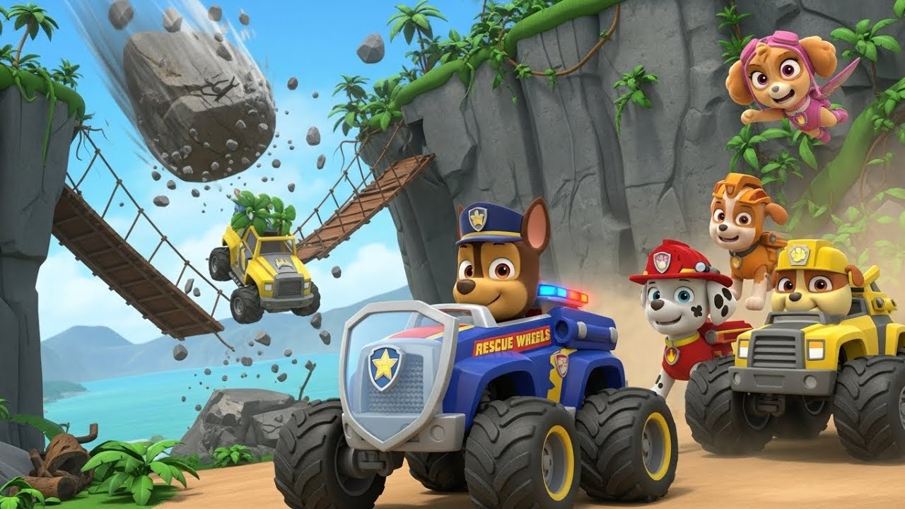 PAW Patrol: Rescue Wheels – The Jungle Cliff Collapse! 🌴🪨 | Monster Rig Jungle Rescue!