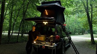 Solo Rooftop Tent Camping - Humid, Burgers, & Campfire