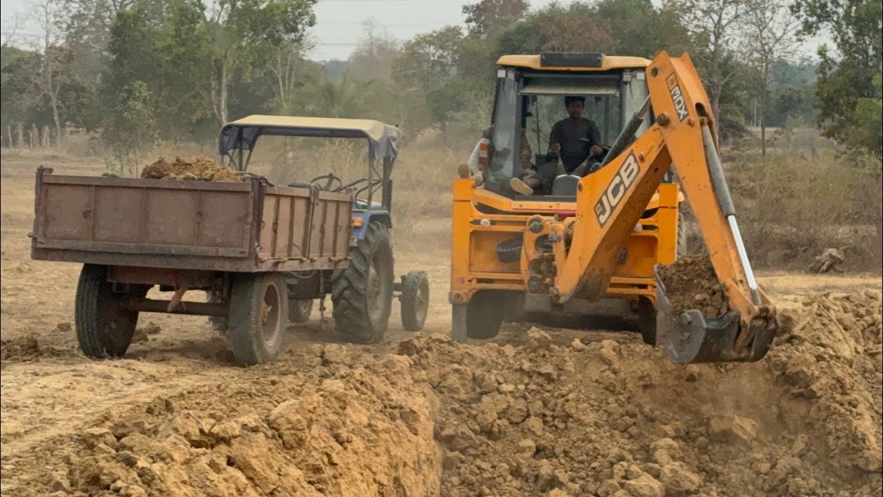 3Dx JCB kid's ll Sonalika tractor video ll JCB 3Dx backhoe Loading Mud ll JCB working mud tractor 