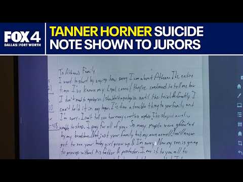 Alleged Tanner Horner suicide note shown to jurors