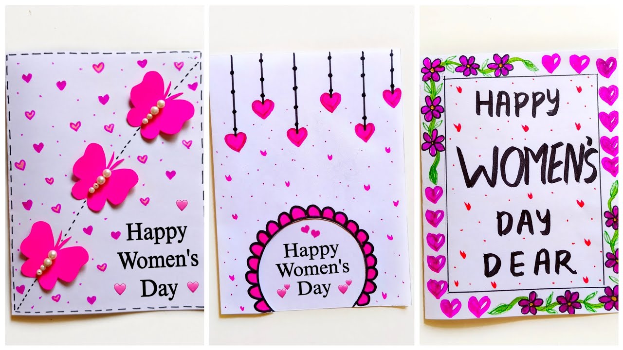 3 Last Minute Womens Day Card ideas | Womens Day Greeting Card   Easy | DIY Women's Day Gift Ideas