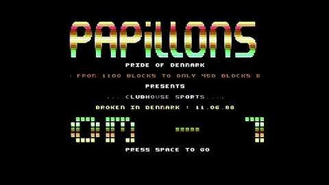 Commodore 64 demo: Papillons - Clubhouse Sports cracktro (1988)