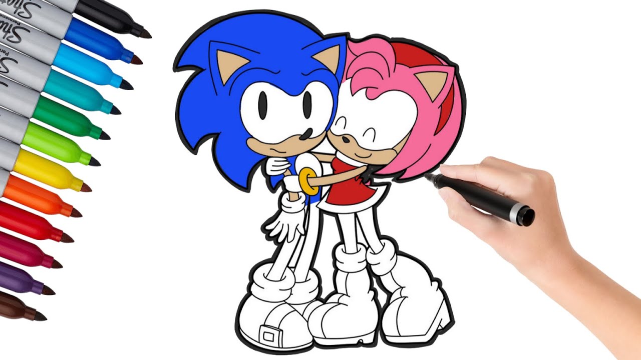 PINTAR O SONIC (COLORIR AMY ROSE SONIC  SONIC DE PINTAR -  วาดภาพระบายสีภาพวาดเพื่อระบายสี 