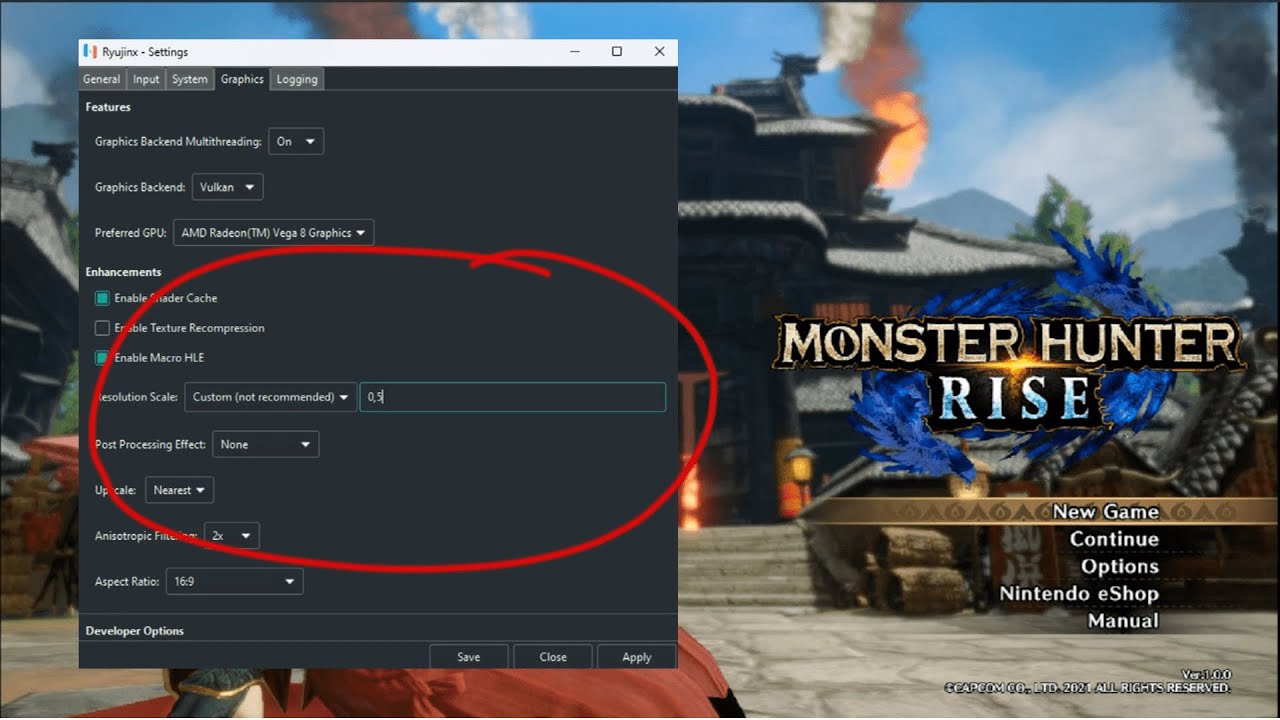 Monster Hunter Rise, Ryujinx Custom Build