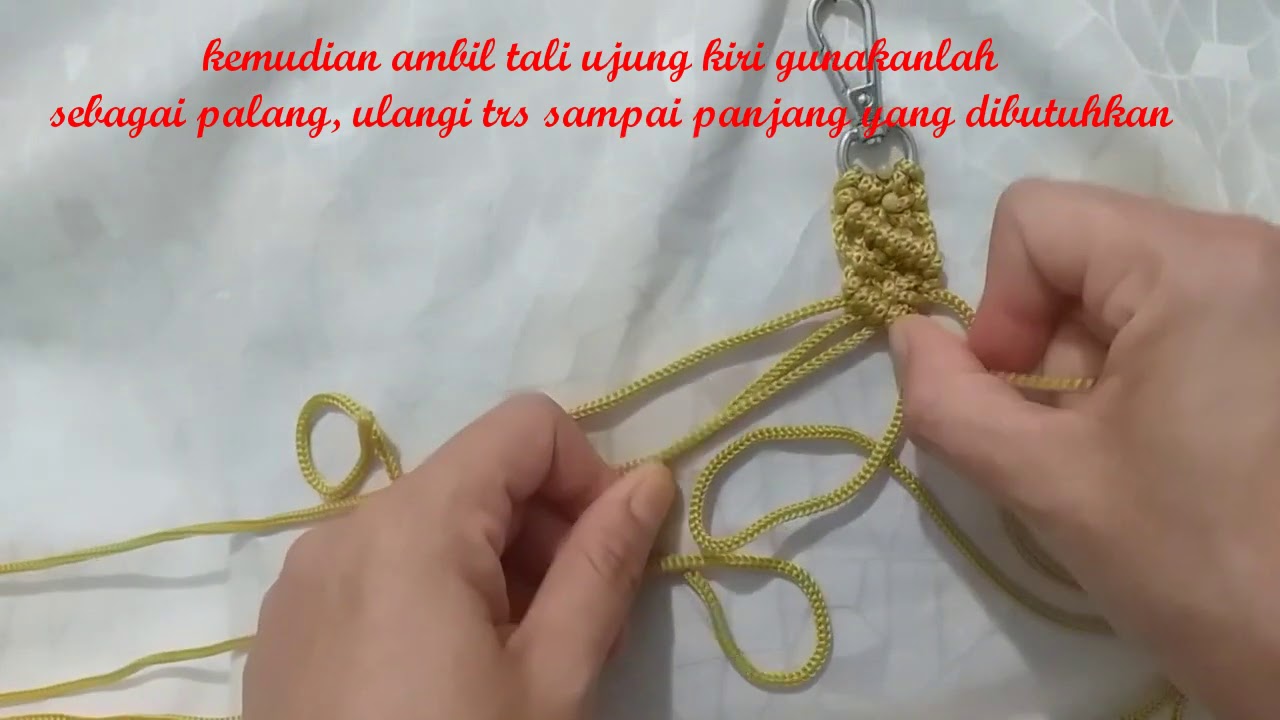 Tutorial cara membuat handle tas talikur terbaru motif garis /macrame handle tutorial